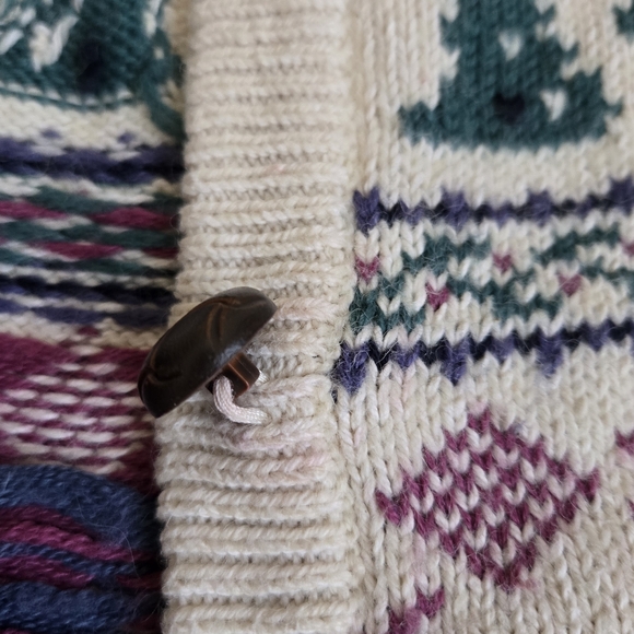 Northern Reflections Vtg Cardigan Nordic Winter Scenes Snow Trees SleighsCozy M - Picture 11 of 14